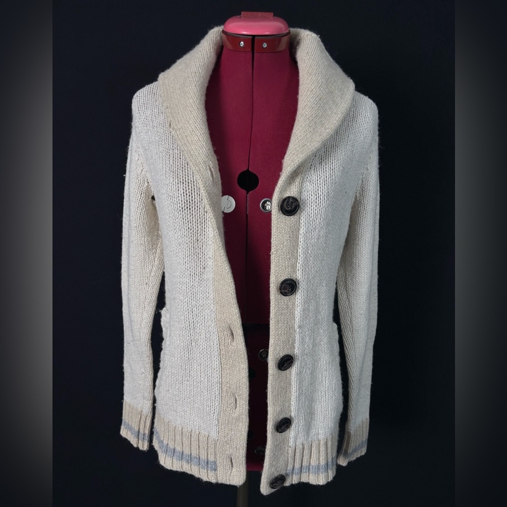 Roots Cream Button Up Knit Sweater